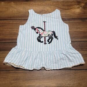 Oshkosh Genuine Kids Toddler Sleeveless Summer Top w/ Carousel Horse - Size 2T
